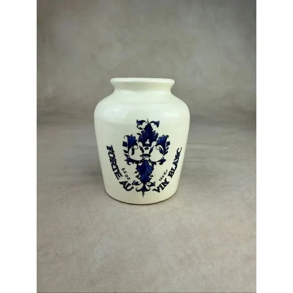 Antique French Ceramic De Dijon Grey Poupon Jar Sarreguemines Pottery 3.5